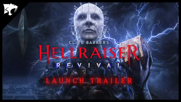 Official Hellraiser: Revival cover featuring Pinhead and the text Clive Barker’s Hellraiser: Revival — Launch Trailer.
